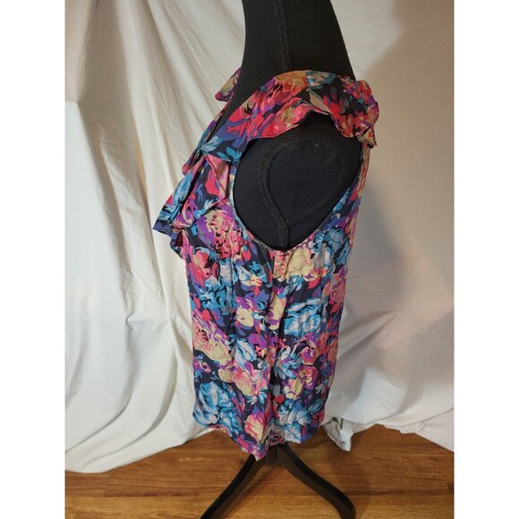 Moulinette Soeurs Size 2 Sleeveless Floral Ruffle Blouse Silk - Picture 4 of 6